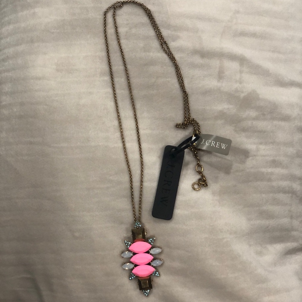 J. Crew Long Hot Pink Necklace